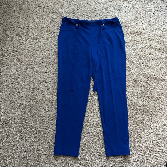 NYCC Womens Blue Straight Leg Belted Dress Work Trousers Slacks Blue Size 12 - Picture 1 of 5